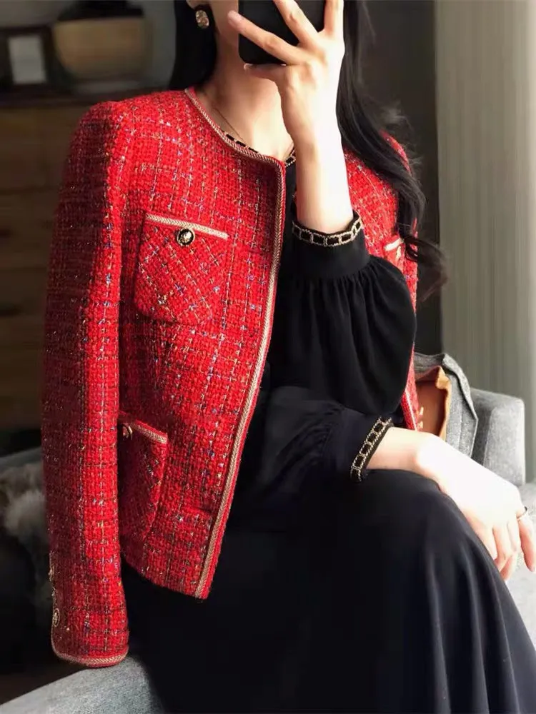 注目ショップ Chan Womens Grade Top Women Jackets Fall Teed Two Designer Clothing