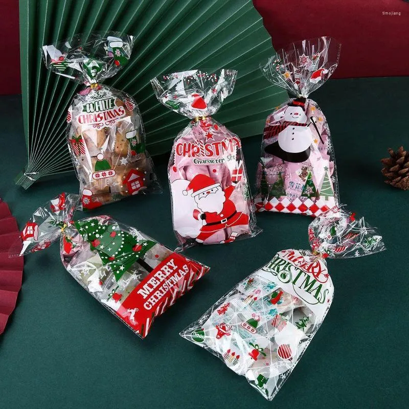 Gift Wrap Xmas Supplies Snowman Party Favor Transparent Cellophane Baking Packaging Cookies Storage Christmas Candy Bags