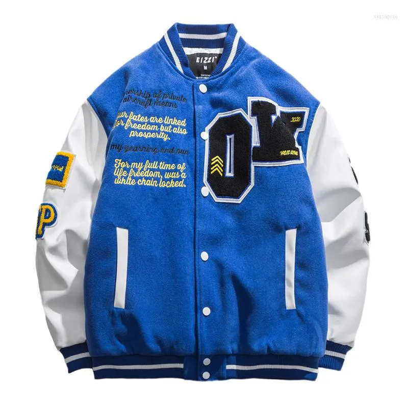 Vestes pour hommes Hip Hop Varsity Hommes Broderie Lettres Baseball Harajuku Collège Style Chaquetas Surdimensionné Unisexe Streetwear