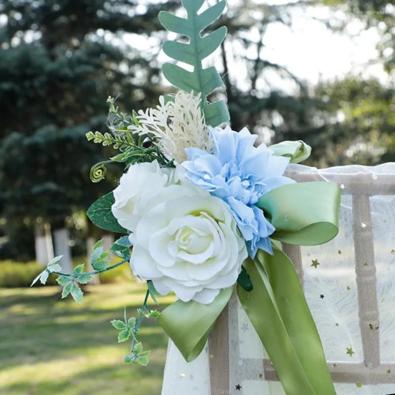 Fiori decorativi in ​​stile foresta per matrimoni auto decorazione fiore kit sedia posteriore layout bouquet artificiale