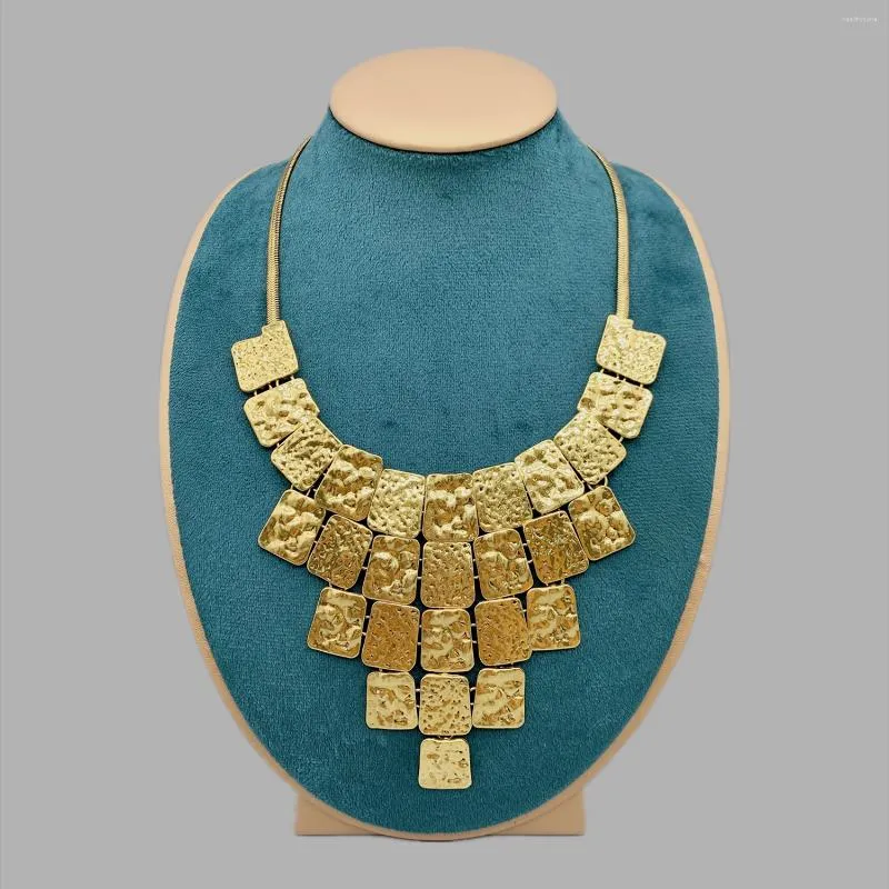 CHOKER FolisaUnique Dinged Square Antique Gold Collece для женщин для женщин винтажные стильные персонализированные украшения