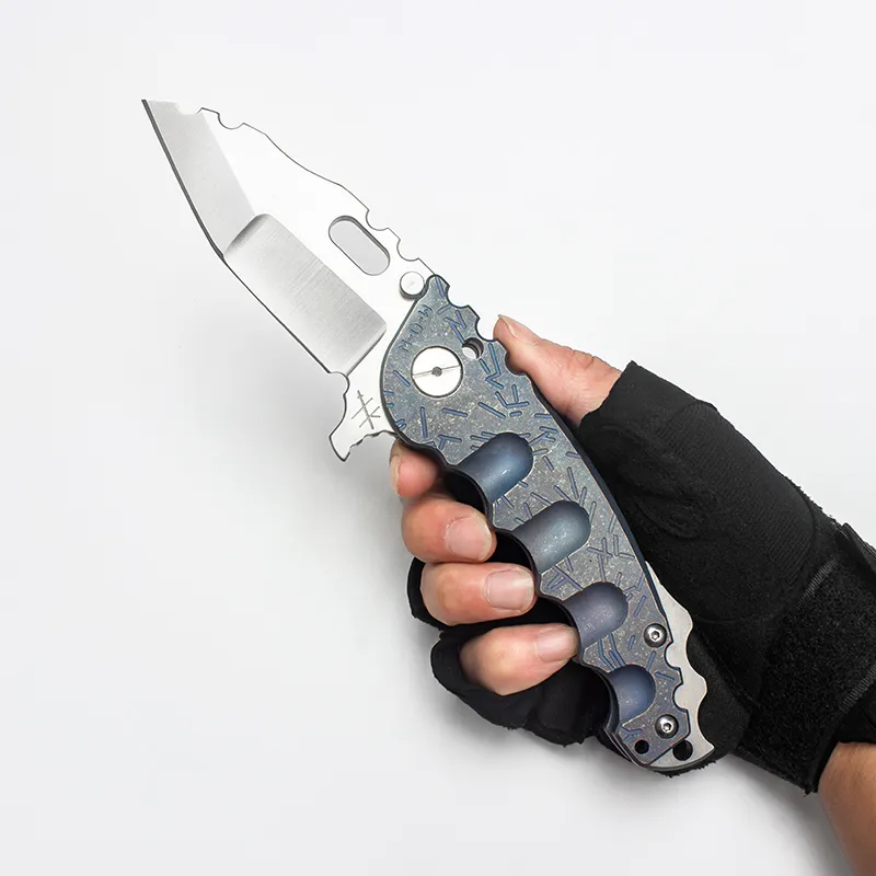 Heeter Knifeworks Zakmes Man of War Tactical Survival Tools Strong S35VN Blade Custom Blue Fashion Titanium Handle Heavy Outdoor Equipment Pocket EDC