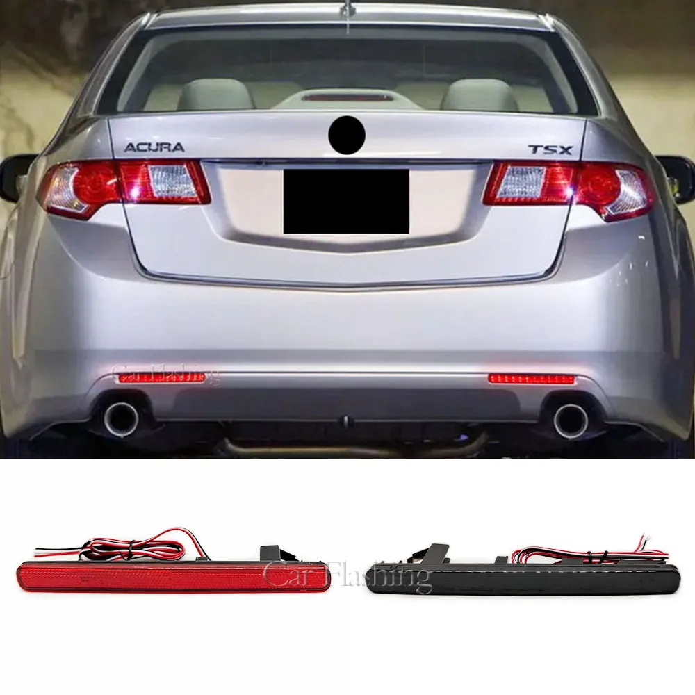 2PCS Reflector For Honda Accord 8 MK8 Saloon 2008-2015 EU Version For Acura TSX Sedan 2008 2015 LED Bumper Light Rear Fog Lamp Brake