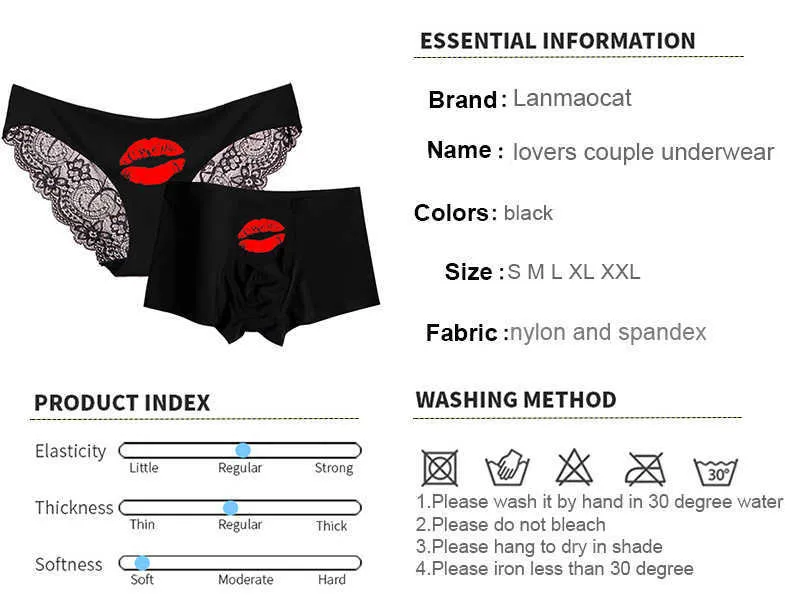 Romantic Lace Boxer Briefs With Fly For Couples Ice Silk Bikini