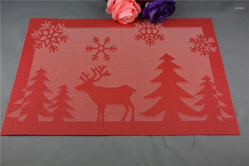 Table Mats 4pcs/lot High Quality Placemat Pvc Western Pad Dining Mat Jacquard Christmas Series JI 0818