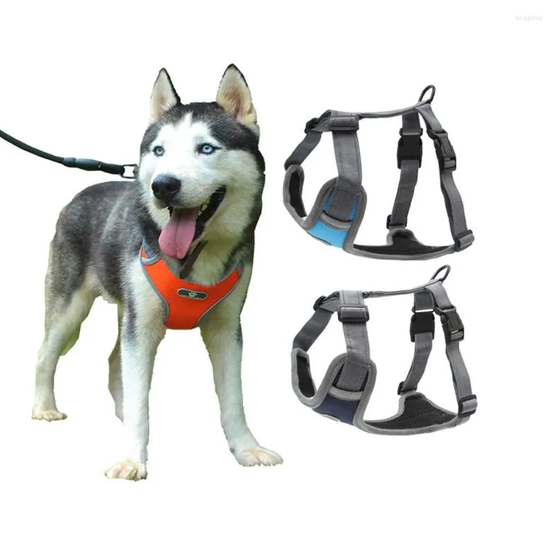 犬の首輪ハーネスベスト調整可能なペットサドルソフトパッド入り、小規模な中程度のための反射屋外スポーツの安全性