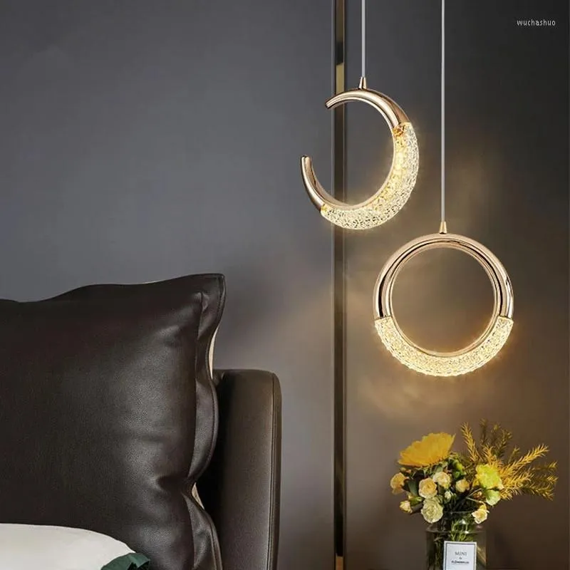 Lampes suspendues Chambre Chevet Lustre Moderne Minimaliste Fond Mur Petites Veilleuses Net Rouge Lumière Luxe Art Éclairage Intérieur