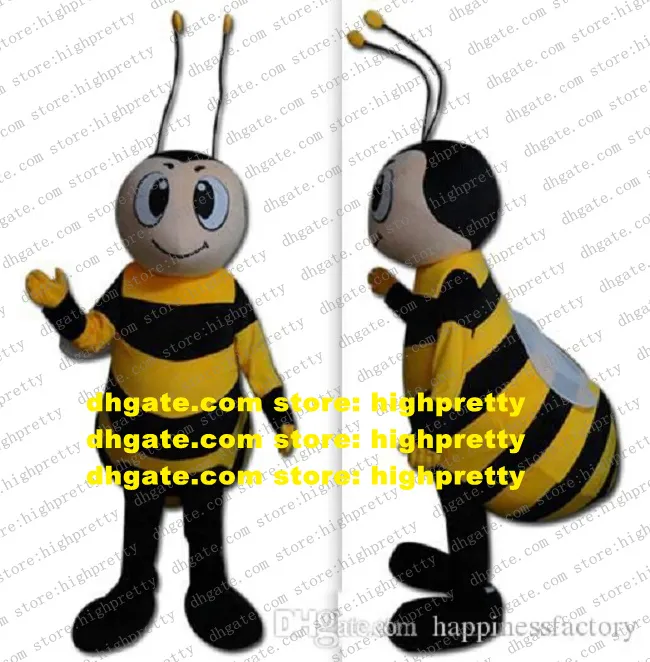 Gigante amarillo Honey Bee Honeybee Mascot Traje de dibujos animados para adultos Celebración de boda Celebration Carnival ZZ7932