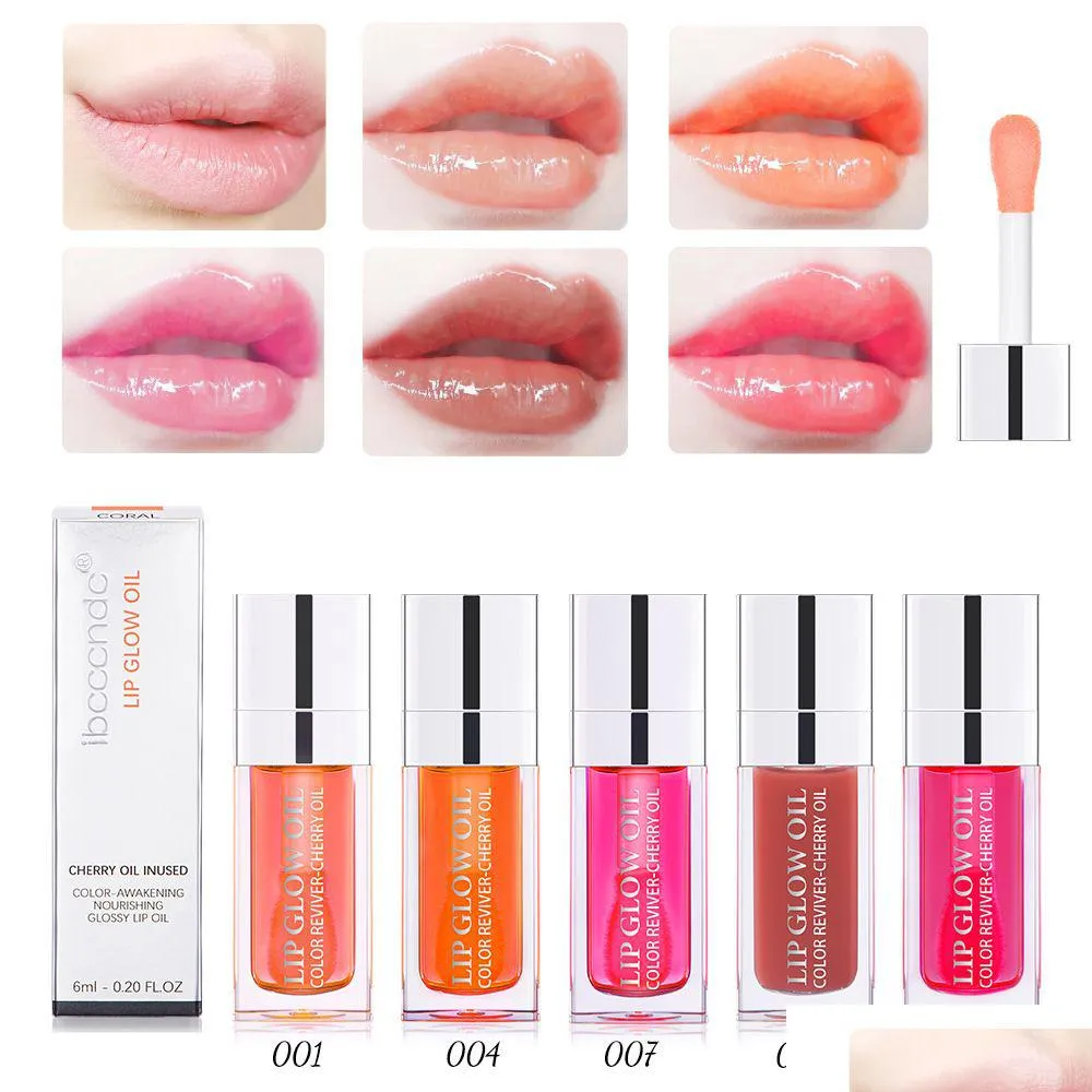 Läppglans Kristallgelé Återfuktande Läppolja Plommonglans Makeup Sexig Plump Glow Tonade Läppar Plumper 6Ml Drop Delivery Hälsa Skönhet Dhivp