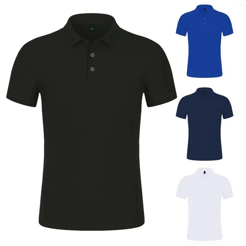 Men's T Shirts Men's Summer Polo Shirt Solid Color Button Turn Down Collar T-shirt Short Sleeve Office Daily Man Social Dress Basic Tees