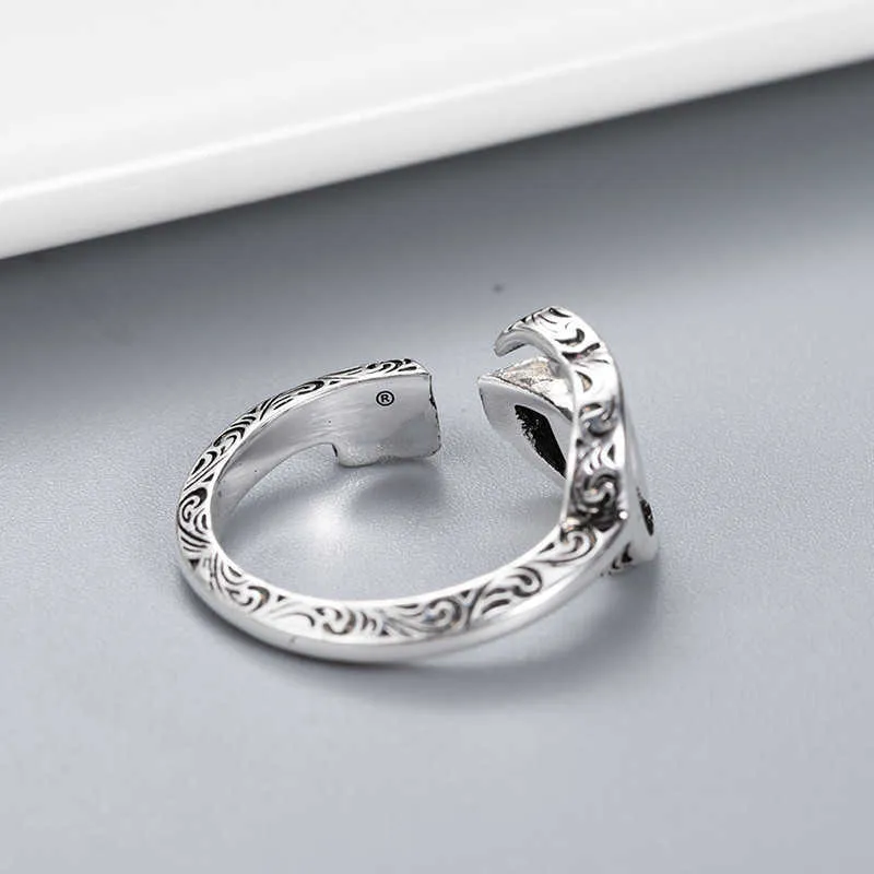 Einstellbare Öffnungsgröße Ring kreatives Muster Retro -Ring hohe Qualität 925 Silber plattiert Ring Schmuckversorgung