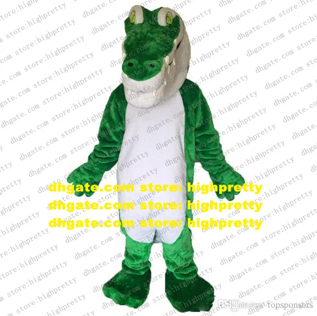 Plush Furry Green Crocodile Mascot Costume Adult Cartoon Postacie strój garnitur Grand Bodog Casino Conference Photo ZZ7987