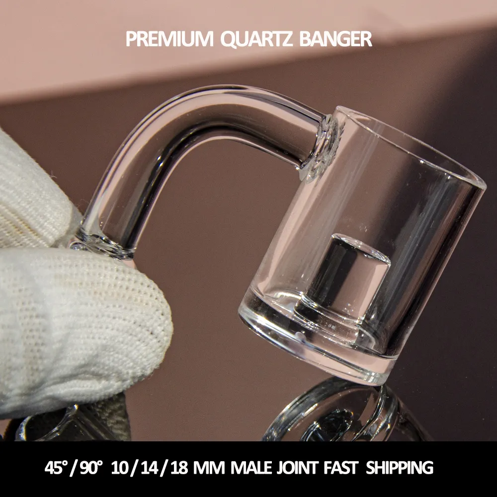 Core Reactor Quartz Banger Nail Domeless Röker tillbehör 4mm tjock botten 10mm 14mm 18mm manlig kvinna 45/90 grader Terp Slurper för bong dab oljeriggar