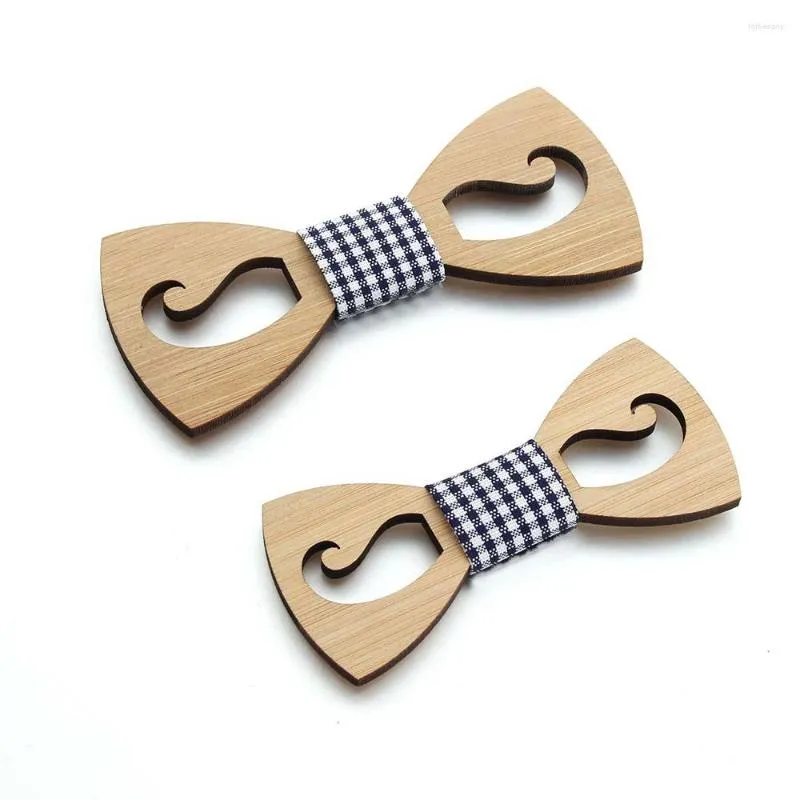 Bow Ties Ahşap Çocuk Bowtie Set Büyüleyici Çocuklar Bıyık Desen Aile Kelebek Saten Yemeği Düğün Tasarım Sevimli Kravat Accesso