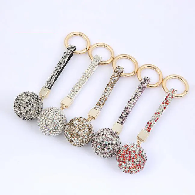 Bracelet en cuir strass boule de cristal voiture porte-clés pendentif à breloque porte-clés pour femmes DE909