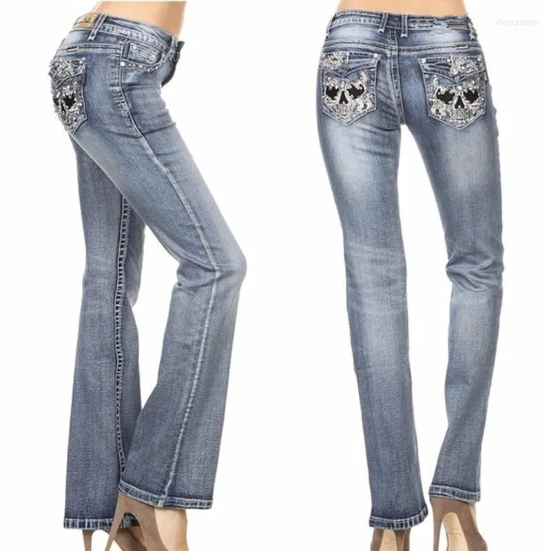 Jeans pour femmes vintage brod￩ femme ￩vas￩e plus taille fashion spring haute taille lav￩e pleine longueur lugentolo femmes