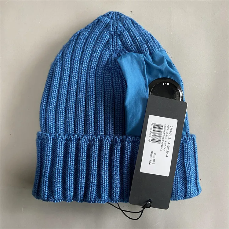 Winter Wool Knitted Beanie With One Lens Warm Utility Hat For Men And ...