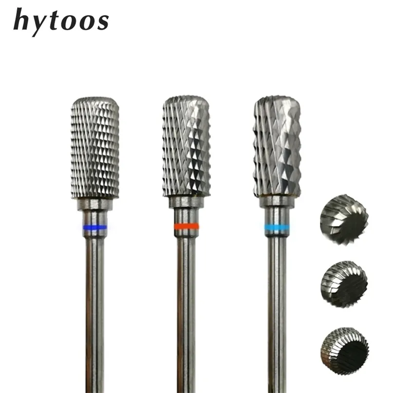 Nail Art Equipment HYTOOS Barrel Drill Bits 332 Carbide Burr Dust Proof Bit Milling Cutter For Manicure Electric s Accessorie Tool 221107