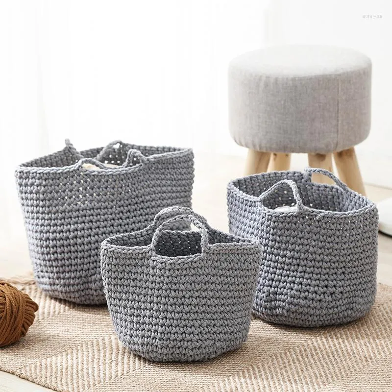 Boîtes De Rangement Coton À La Main Au Crochet Sac À Main Sac Suspendu Décoration De La Maison Vêtements Organiser Et Sacs