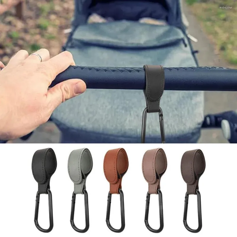 Wandelwagenonderdelen Baby Hooks Bag voor Hangende luierzakken Multifunctionele boodschappen Premium Pu Leather Pram Stra