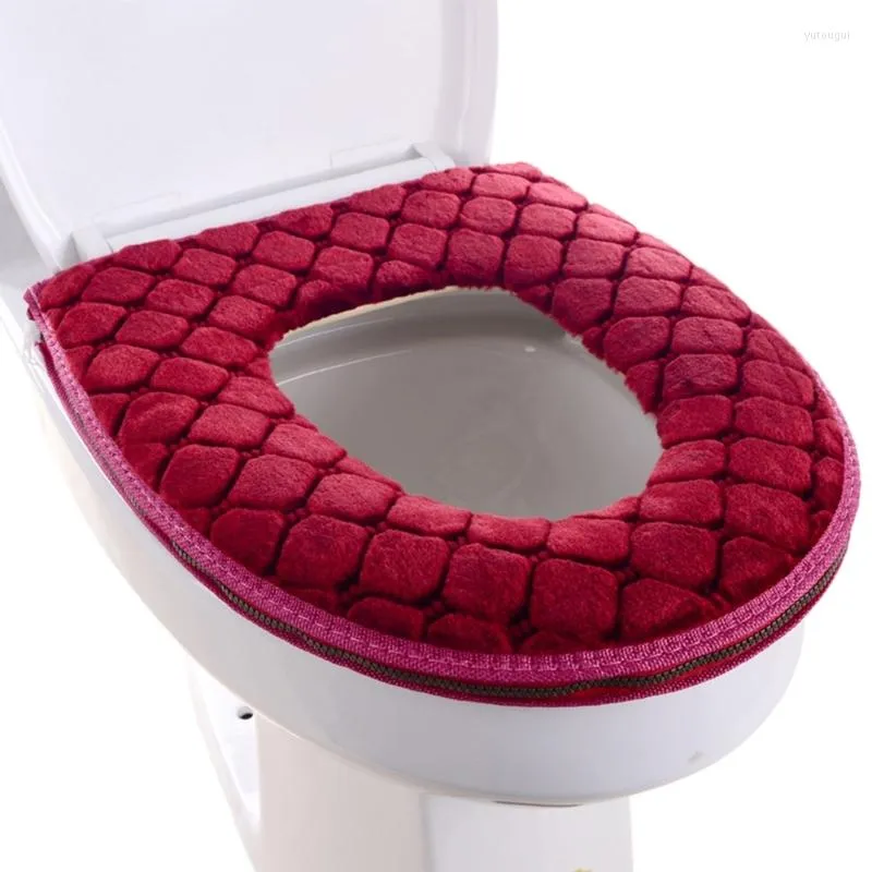 Cubiertas de asiento de inodoro N7MD Cojín de baño Reutilizable Alfombrilla cálida Almohadillas con cremallera Calentador Lavable