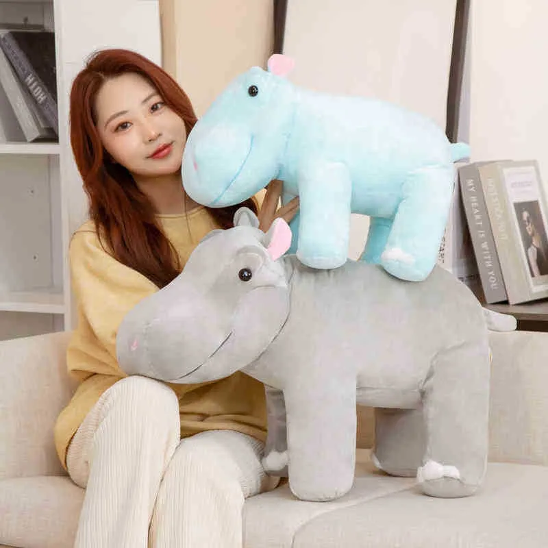 1pc 5570cm kawaii hippo en peluche jouet animal confortable beaux poupées en peluche Hippo peluche pour les filles Ldren Gift J220729