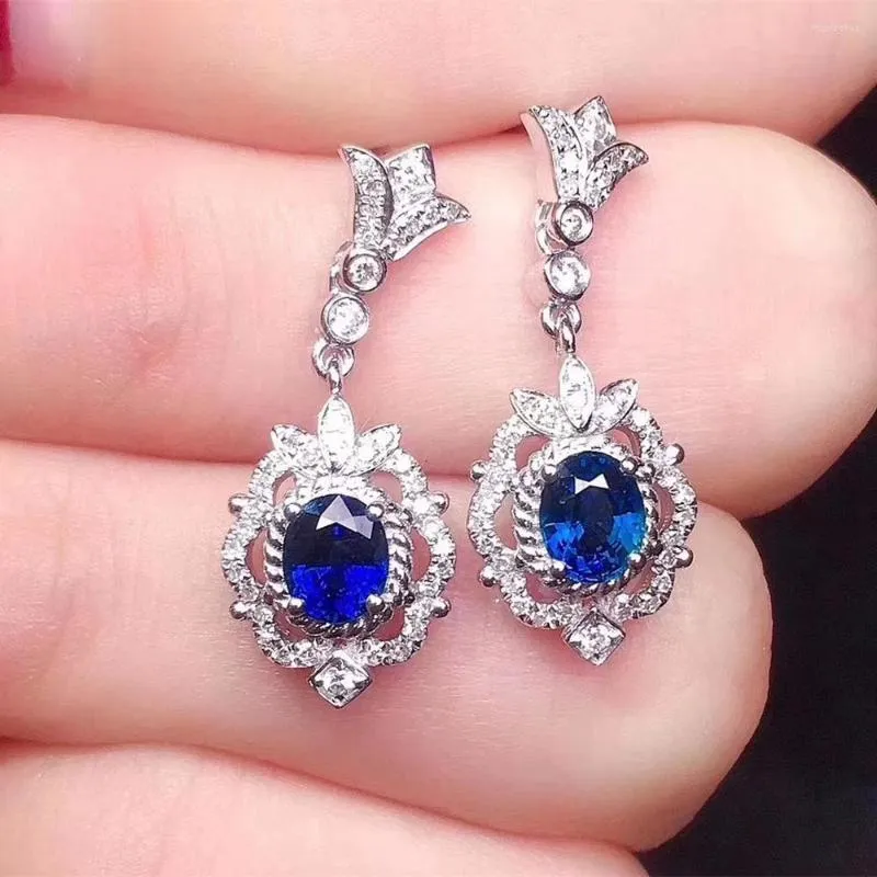 Saplama küpeleri kjjeaxcmy ince mücevher 925 STERLING Gümüş Kakma Doğal Safir Kadın Kulak Saplamaları Vintage Destek Algılama