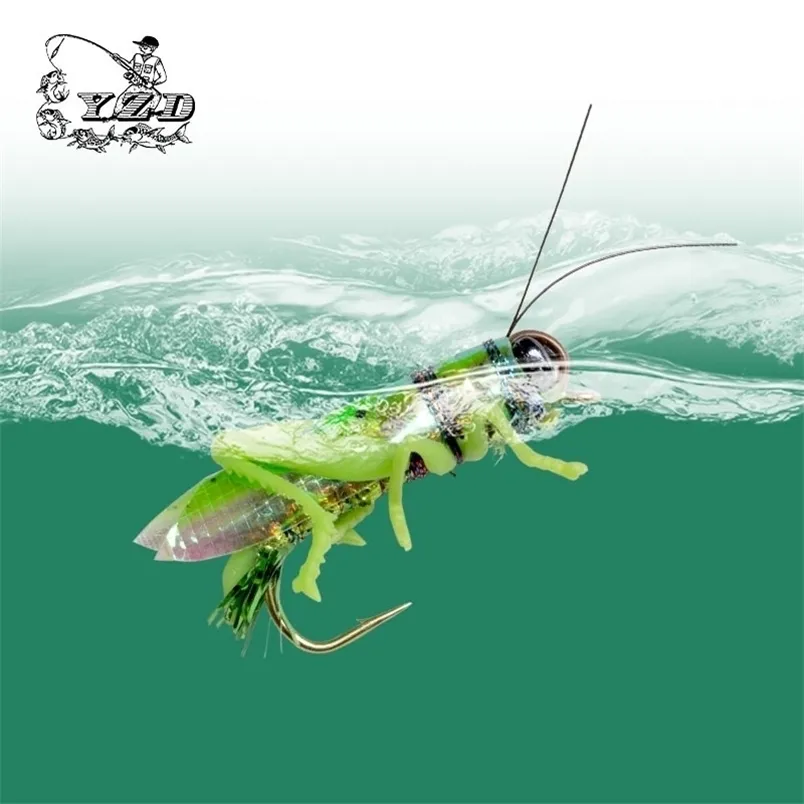 YAZHIDA Fly Fishing Grasshopper Flies 270mm Floating Water Molecule,  Artificial Insect For Pike, Trout, Carp, Bass YZD F12 From Nian07, $13.16