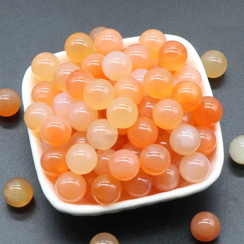 Natural 12mm Orange Agate Non-porous-ball Round Loose Gemstone Crystal Ball Diy Non-porous Stone Beads Ball