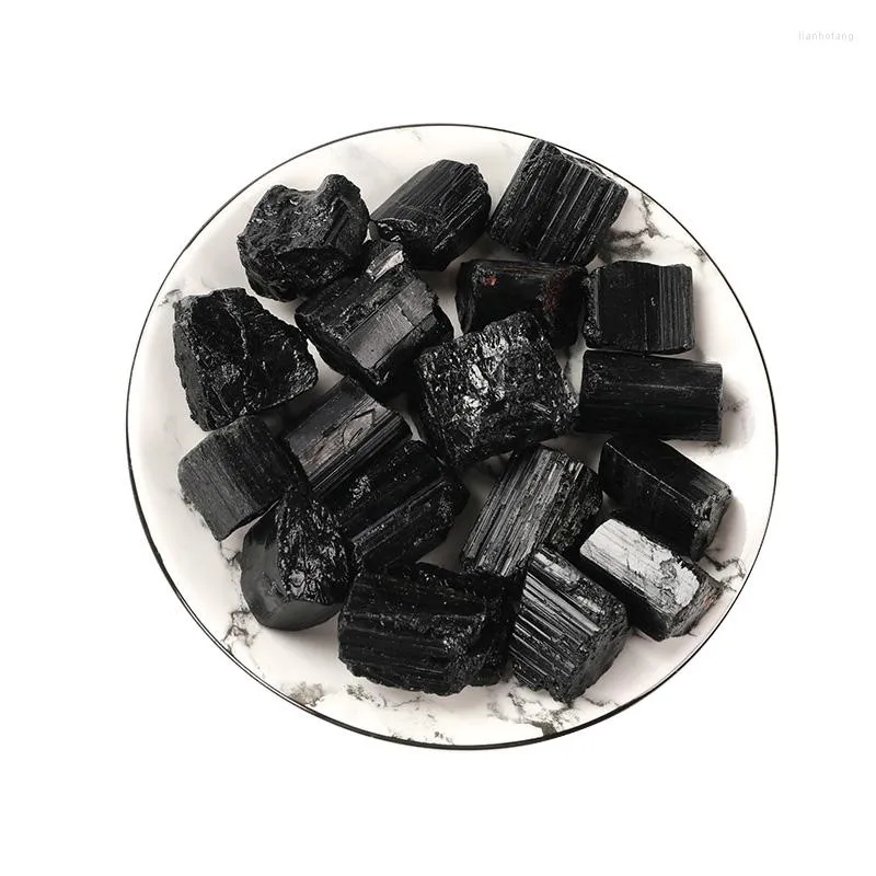 Figurines décoratives 100g Tourmaline noire brute Pierres naturelles Énergie Chakras Grands cristaux et accessoires de guérison pour la décoration intérieure