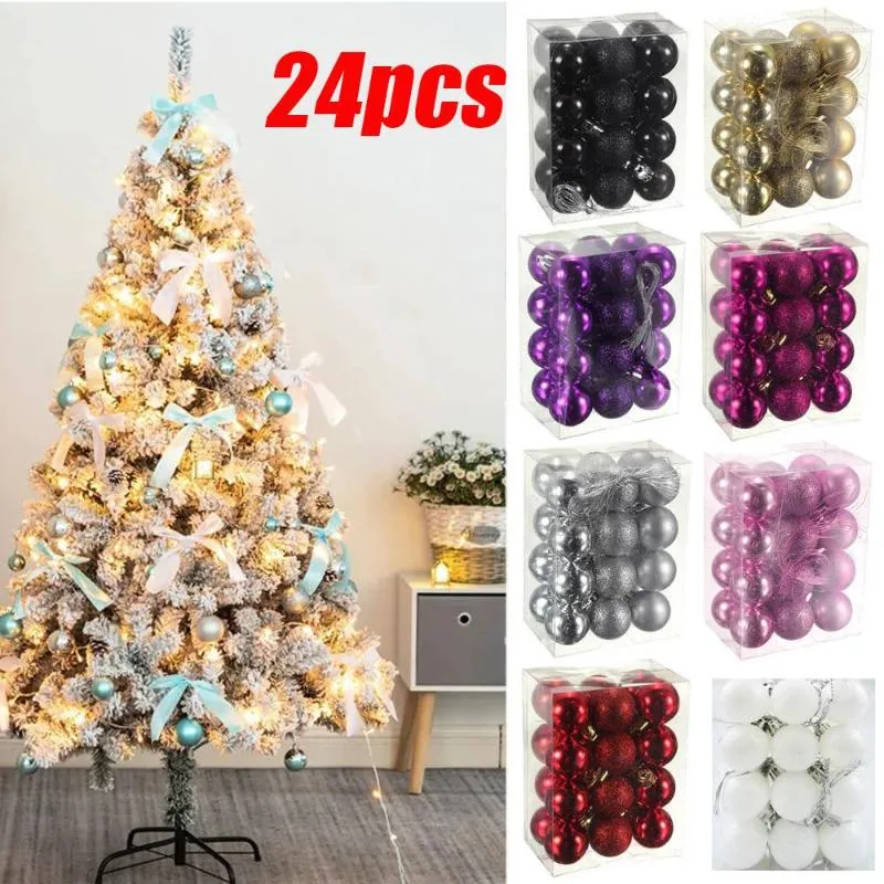 パーティーデコレーション24pcs/セット3cmゴールドピンクシャンパンレッドクリスマスボール装飾木クリスマスホームイヤーギフト