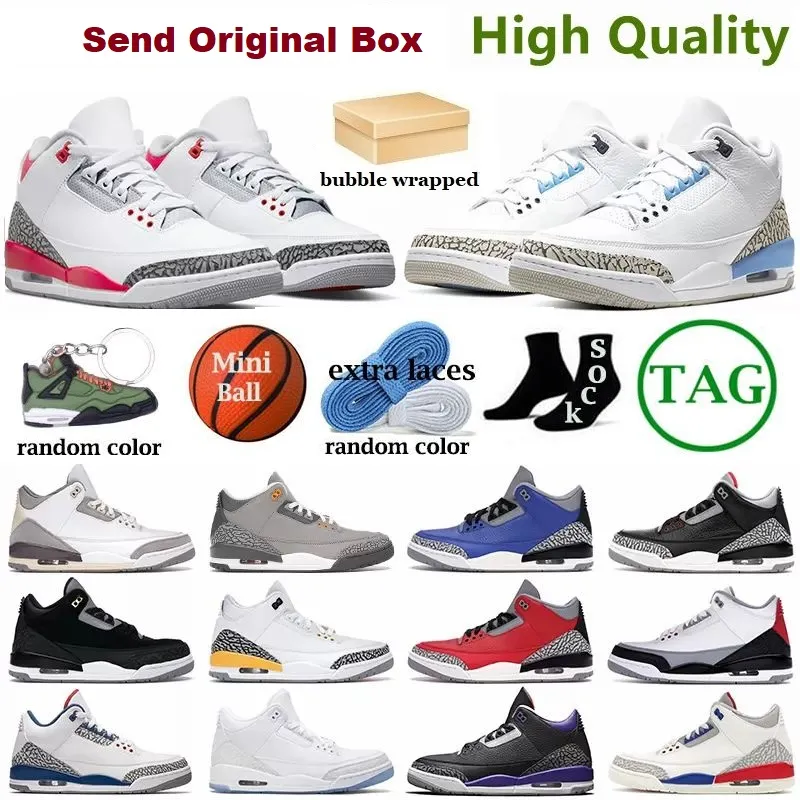 Basketball Shoes Sports Sneakers Women Trainers Cardinal Red University Blue Lightning Black Cat Fire Red White With Box Jumpman 3 Mens Oreo Things