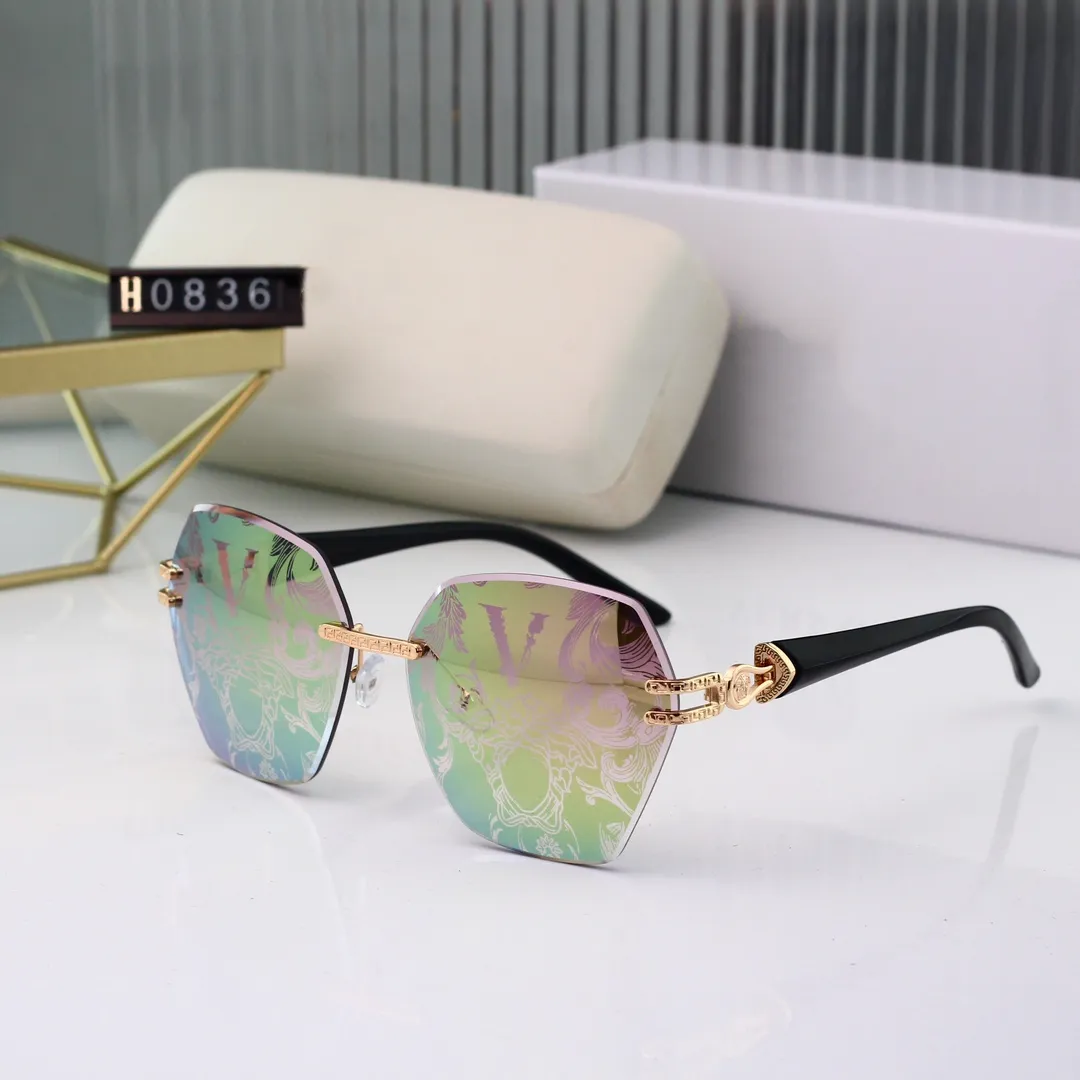 Gafas de sol de diseñador de lujo para hombres, mujeres, hombres, gafas de sol para hombre, Actitud de moda, lente de protección UV400, montura cuadrada, marco completo, chapado en color dorado 0836, viene con caja