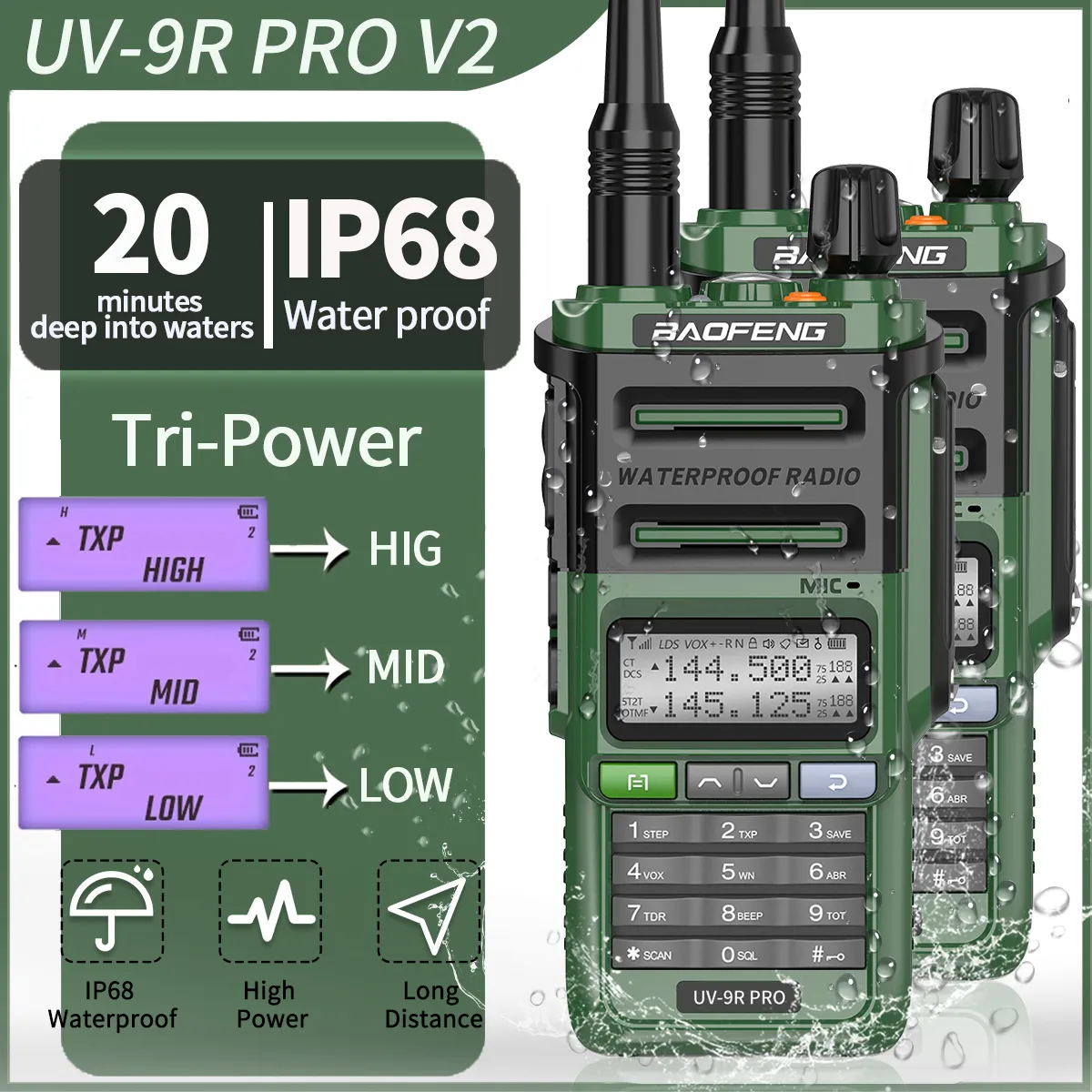 Baofeng – talkie-walkie UV 16 Max V2, 2 pièces, haute puissance