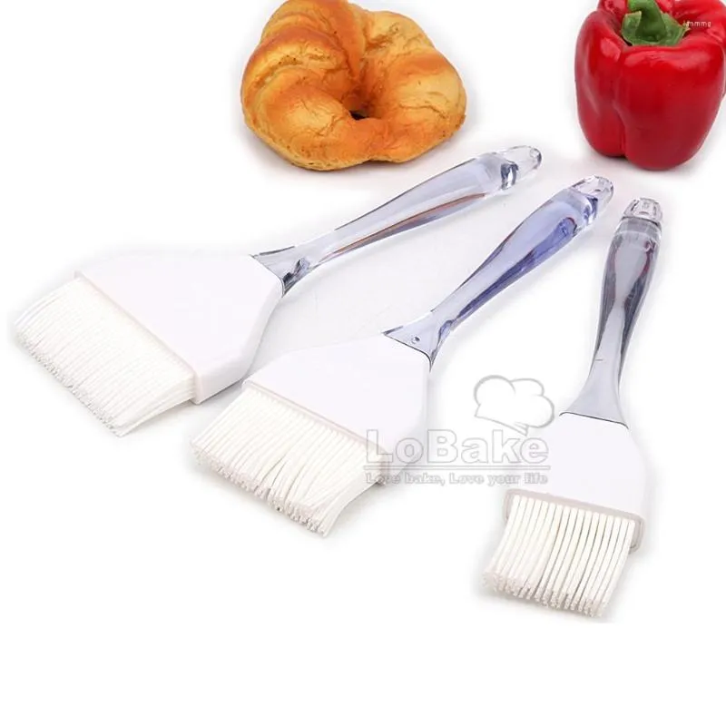 Outils de cuisson 3 tailles 25 cm de long brosse en silicone résistant à la chaleur poignée transparente 5 rangées de cheveux brosses à huile de crêpe bricolage boulangerie