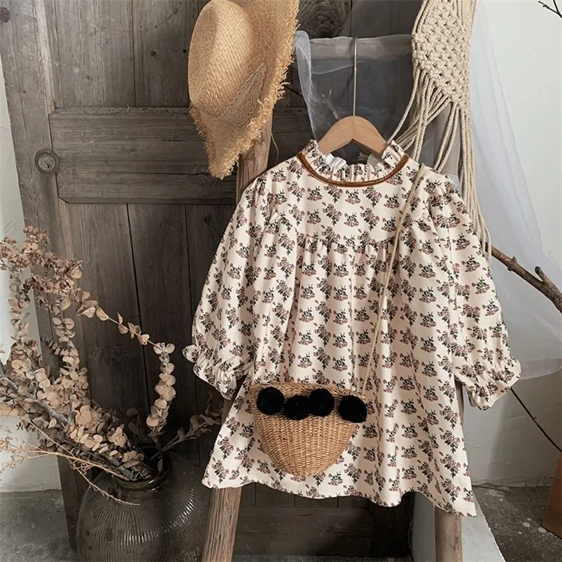 Filles Robes Arrivée Printemps Automne Enfant En Bas Âge Enfants À Manches Longues Floral Pour Bébé Style Coréen Droite Enfants Vêtements 221107