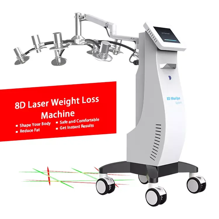 8D Lipo Dual Laser Slimming Equipment Non-invasive Four Green Light And Red Lamps 2 In 1 635NM 532NM Wavelength Lipolaser Cool Maxlipo Slim Reduce Fat Burning System