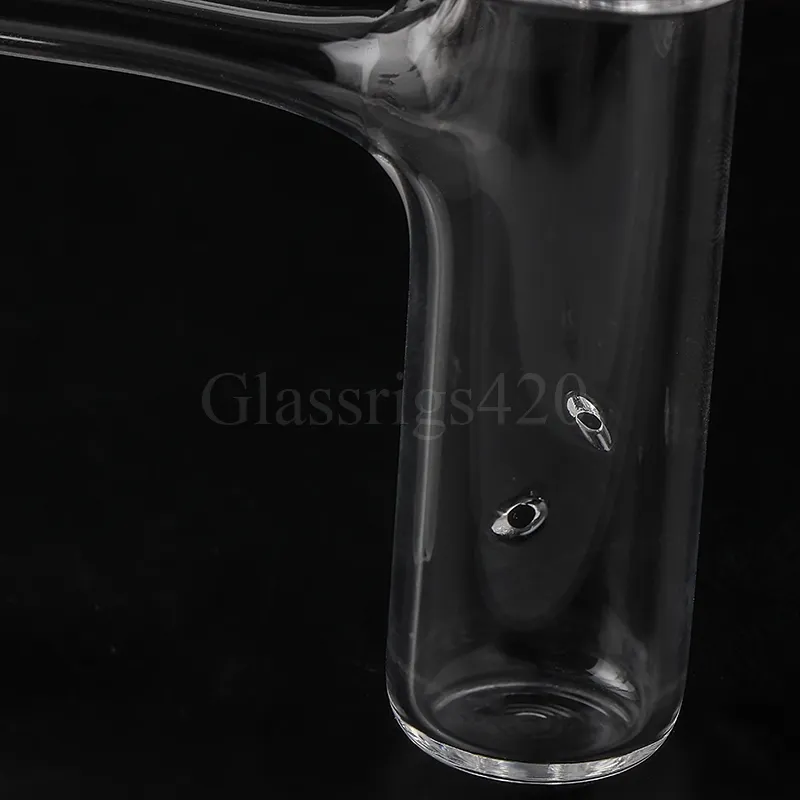 スモークネイルフル溶接クォーツフィンガーバンガー16mm odは、ガラス水道パイプ用のスピニングホールガラスタープチェーンセット付きガラスタープチェーンで縁取られたエッジ