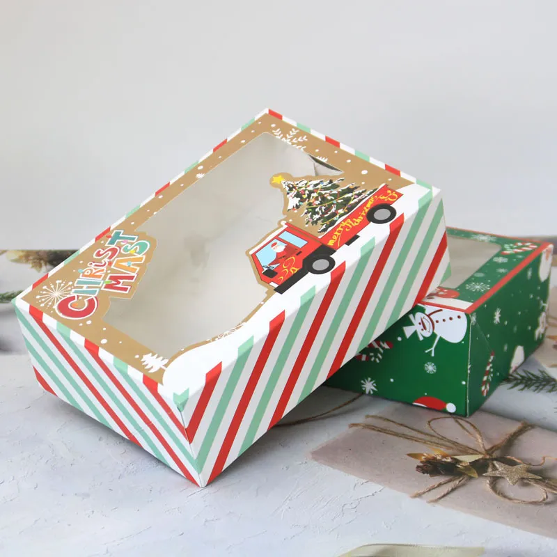 Large Size Christmas Candy Cookie Cardboard Box With Plastic Pvc Window Gingerbread Chocolate Gift Gift Box LX5252