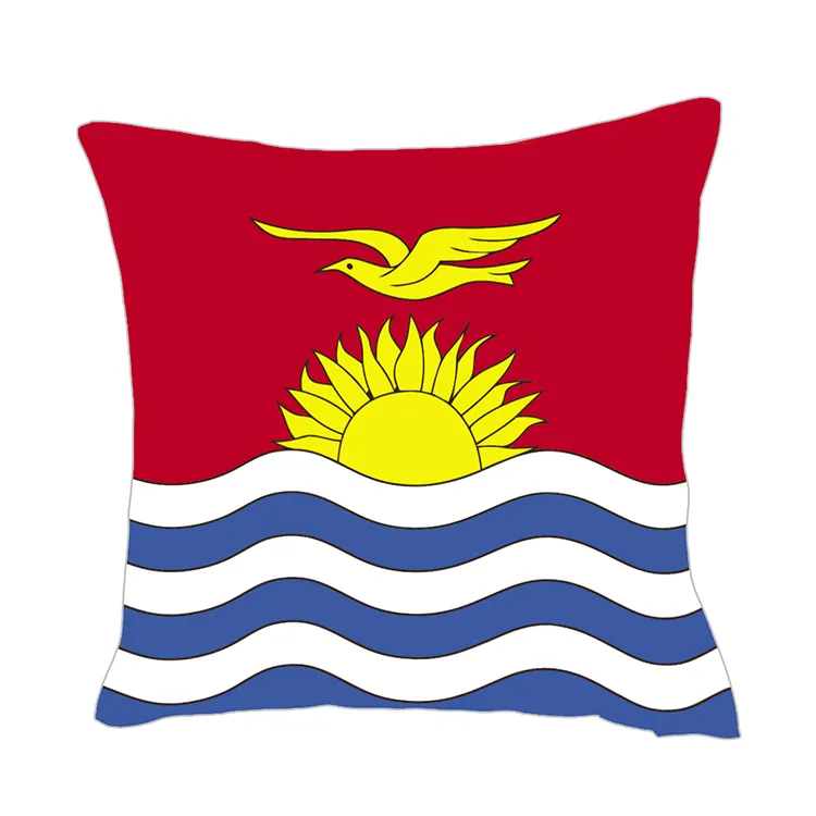 Funda de almohada con bandera de Kiribati, funda de almohada de satén cuadrada personalizada de poliéster de 40x40cm con cremallera invisible para decoración de sofá