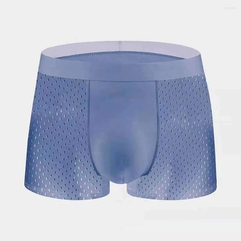 Caleçon homme Boxer glace soie respirant culotte maille séchage rapide boxeur jeunesse grande taille mince sous-vêtement d'été U convexe