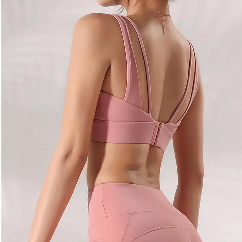 Yoga Outfit HAMYNANA Sport Top Fitness Women Wireless Bra Underwear Bras Workout Crop Tops For Girls Strappy Beauty Back Sports