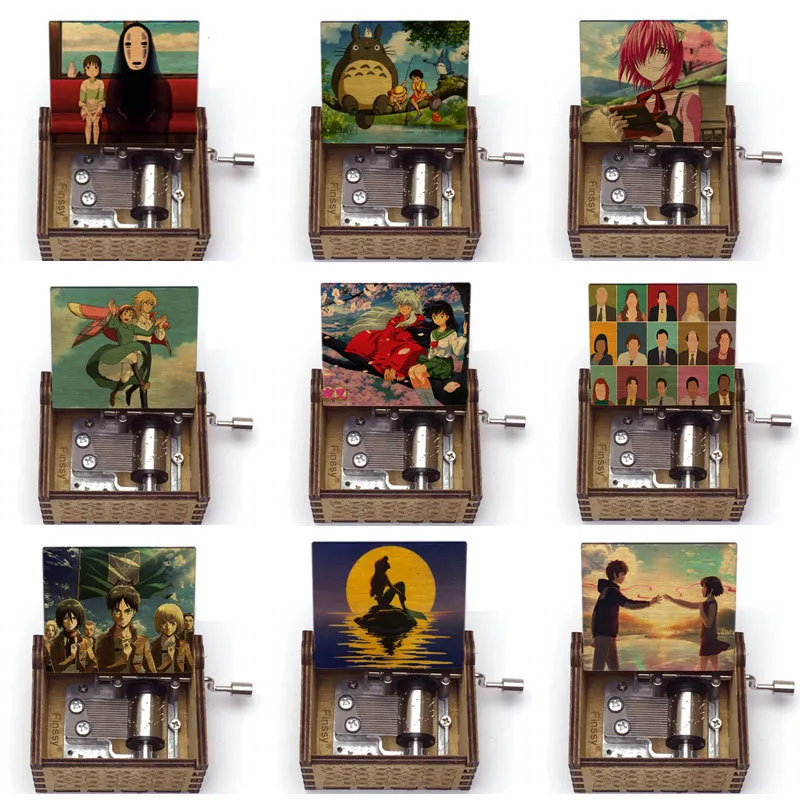 Obiekty dekoracyjne figurki tonari no totoro muzyczne pudełko wycie ruszający zamek duch seriki inuyasha na tytan biuro twoje imię pudełko drewno 221108