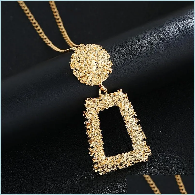 Pendant Necklaces Pretty Statement Necklace Pendant Design Long Chain Geometric Exaggerate Jewelry Accessories Maxi Drop Delivery Ne Dhmid