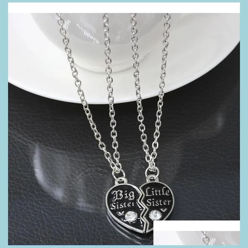 Pendant Necklaces Necklace For Women Sweet Family Jewelrybff Cute Broken Heart Style Big Sister Middle Little Best Pendant Drop Deli Dhmsk