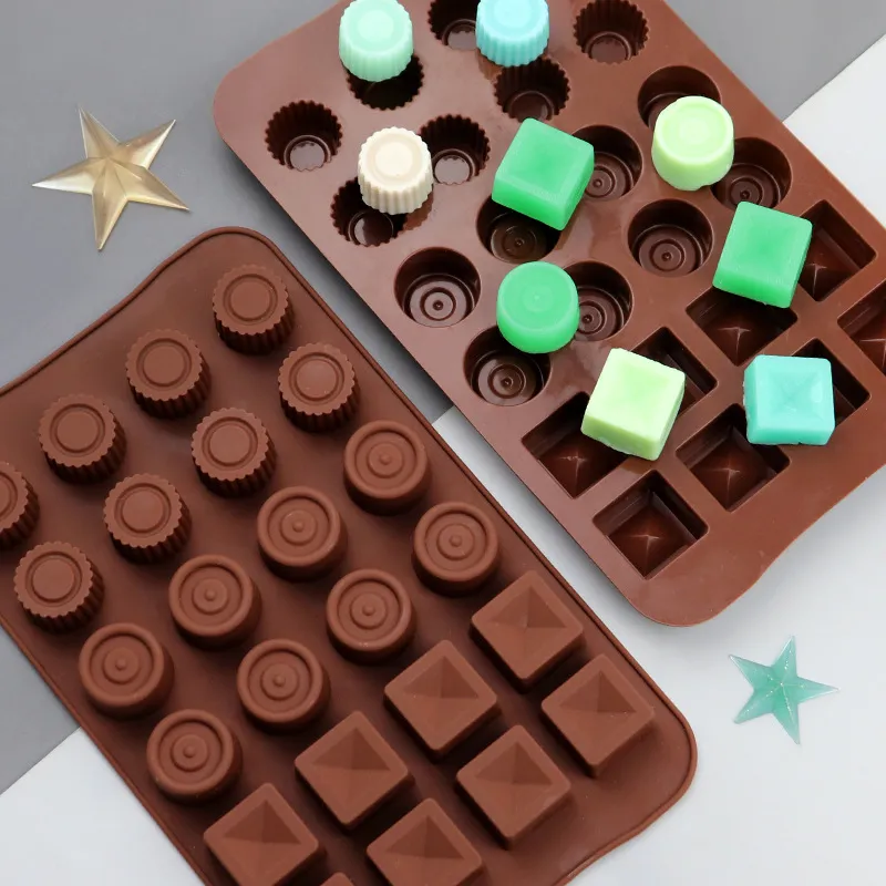 24-Cavity Cap Shape Silicone Mold DIY Round Square Chocolate Pudding Soft Candy Birthday Party Baking Tray Kitchen Tools MJ1070