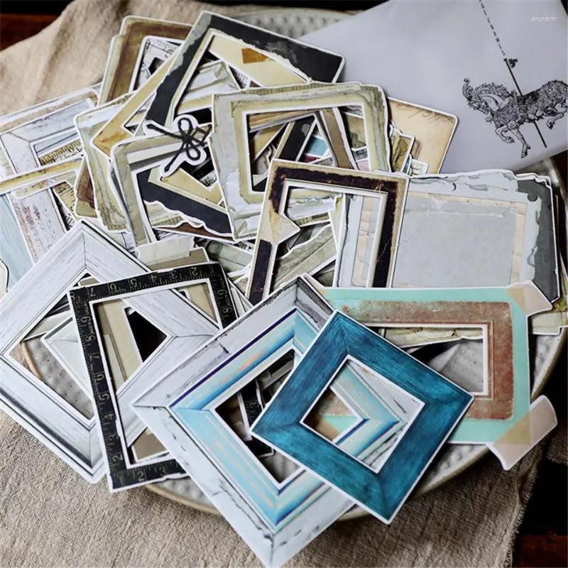 Hediye sargısı 35pcs çerçeve karışık kağıt çıkartma kitleri DIY scrapbooking hurda dergisi için kalıp kesim tn planlayıcı po çıkartma kartı s032