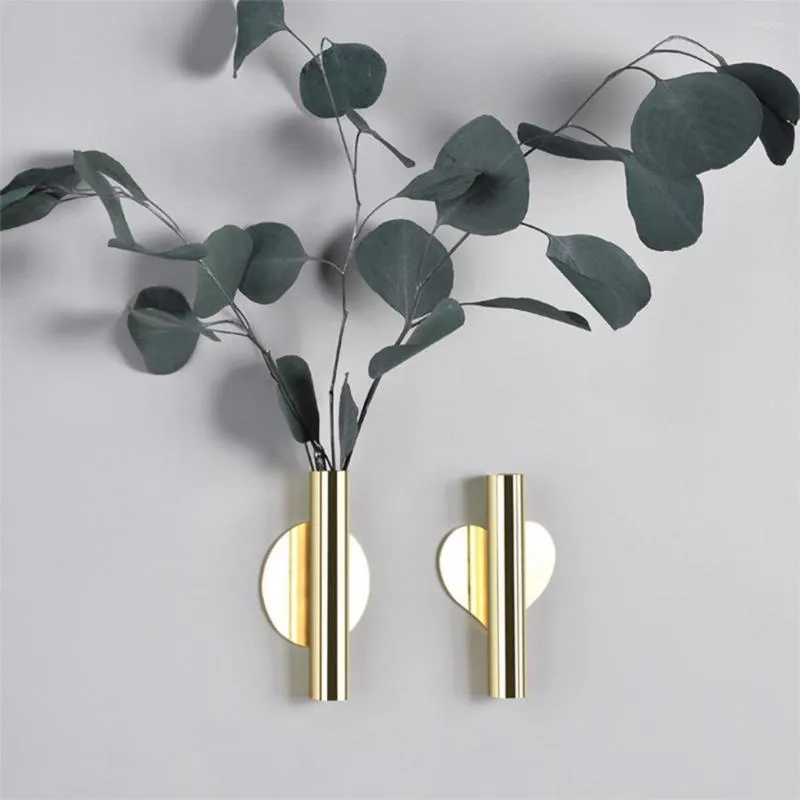 Vasos vaso de flor de parede dourada vaso nórdico metal metal criativo em forma de coração rack diy rack para decoração de sala de estar
