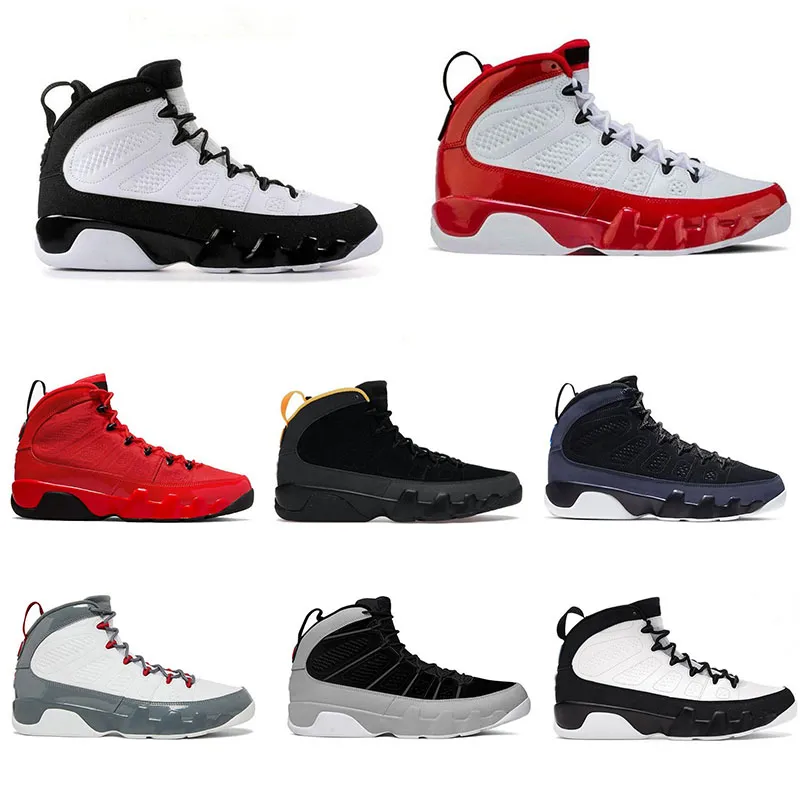 Scarpe da basket da uomo di lusso OG 9s particelle rosso abete che volano 9 corse grigie università razze oro blu vernice antracite sport sport all'aria aperta