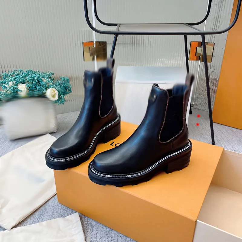 Botas de diseñador para mujer Cuero Martin Tobillo Bota Chaelsea Moda Antideslizante Onda de color Suela de goma Cincha elástica Lujo Confort Exquisito -K187